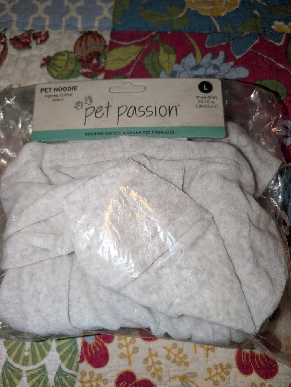Pet Passion Organic Cotton Large Pet Hoodie -NIB